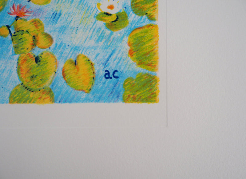 Alain DE CONDE : Les Nymphéas (Hommage à Monet), Lithographie originale signée