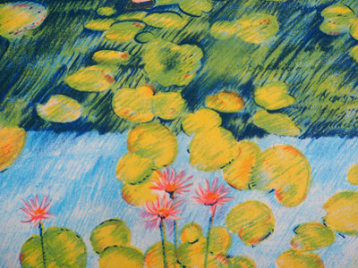 Alain DE CONDE : Les Nymphéas (Hommage à Monet), Lithographie originale signée