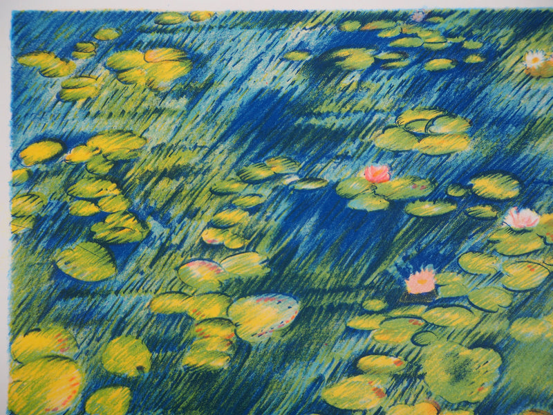 Alain DE CONDE : Les Nymphéas (Hommage à Monet), Lithographie originale signée