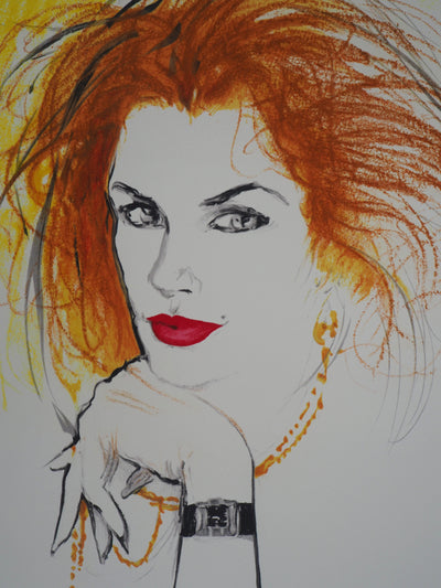 AF René GRUAU: On the terrace, Lithograph signed in pencil