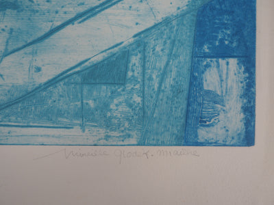 Mireille GLODEK-MIAILHE : Nature morte bleue, Gravure originale signée