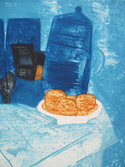 Mireille GLODEK-MIAILHE : Nature morte bleue, Gravure originale signée
