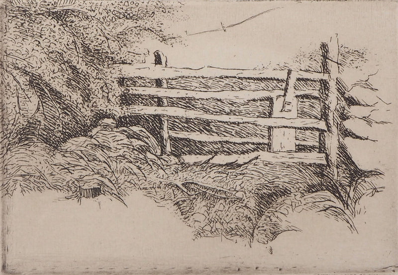Michel PARADIS : La barrière, Gravure originale signée