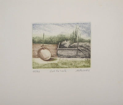 Michel PARADIS : Sur la route, Gravure originale signée