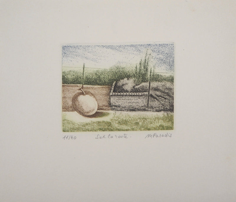 Michel PARADIS : Sur la route, Gravure originale signée