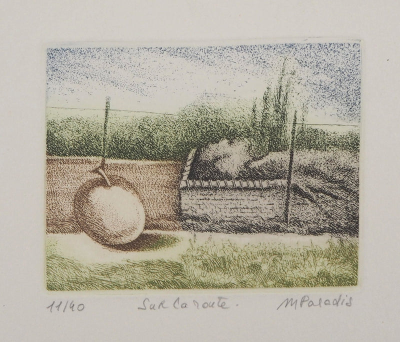 Michel PARADIS : Sur la route, Gravure originale signée