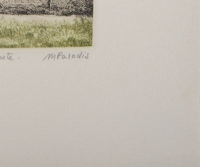 Michel PARADIS : Sur la route, Gravure originale signée