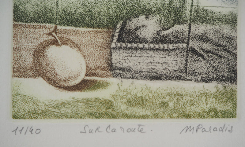Michel PARADIS : Sur la route, Gravure originale signée