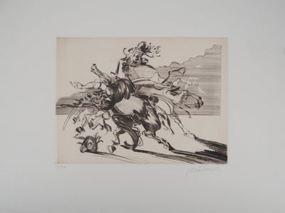 Claude WEISBUCH : Cavalier tourmenté, Gravure originale signée