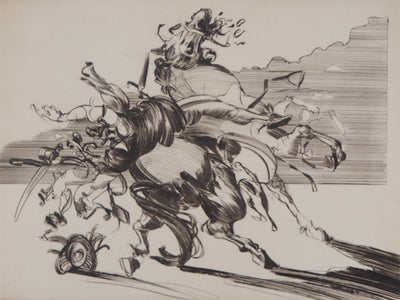 Claude WEISBUCH : Cavalier tourmenté, Gravure originale signée