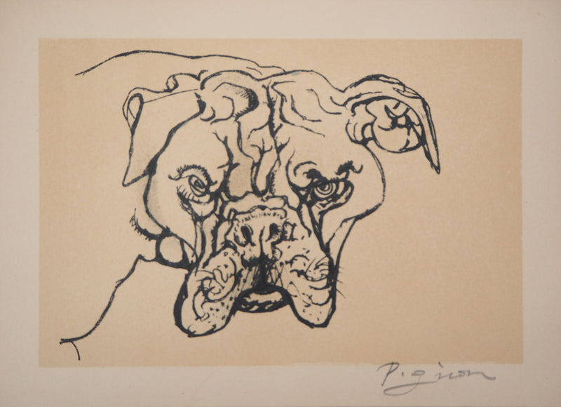 Edouard PIGNON: Belgium, the Ostend fish market, Signed lithograph 