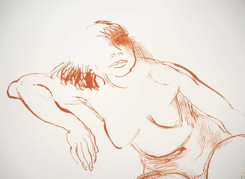 Louis LEYGUE : Nu assis, Lithographie originale signée