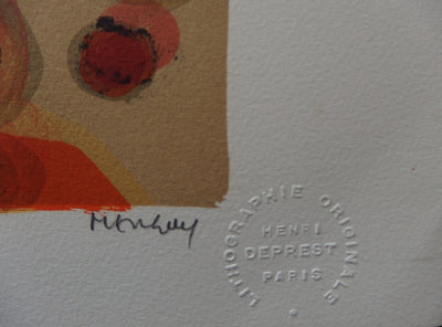 Frédéric MENGUY : Jeune femme de profil, Lithographie originale signée
