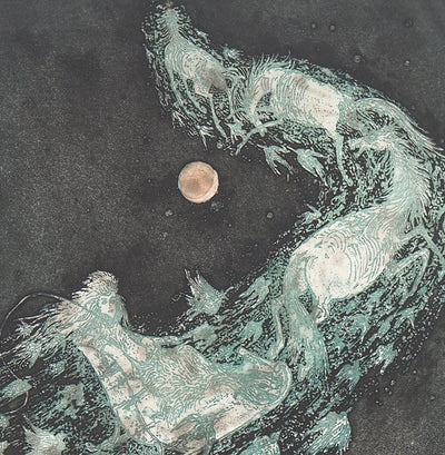Lars BO : Traîneau et la reine des neiges - Gravure originale signée