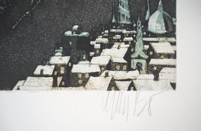 Lars BO : Traîneau et la reine des neiges - Gravure originale signée