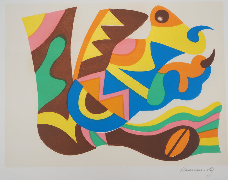 Mariano HERNANDEZ: Tribute to Miro, Original signed lithograph