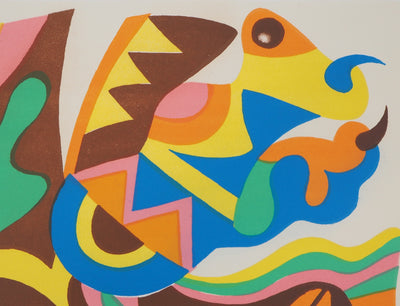 Mariano HERNANDEZ: Tribute to Miro, Original signed lithograph