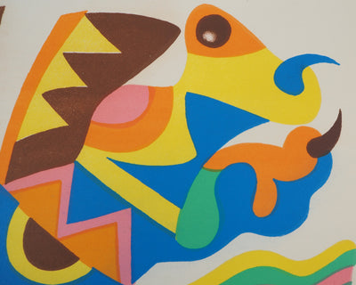 Mariano HERNANDEZ: Tribute to Miro, Original signed lithograph