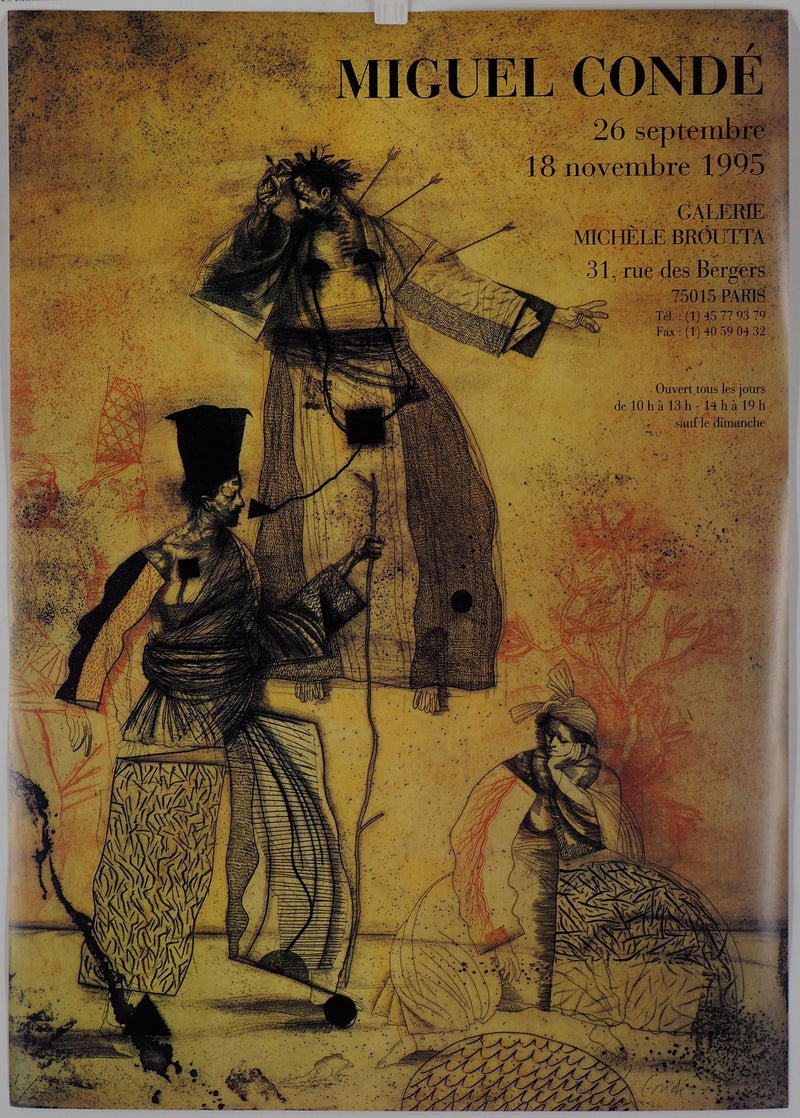 Miguel CONDE : Trois personnages, Affiche originale signée