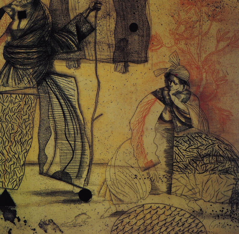 Miguel CONDE : Trois personnages, Affiche originale signée