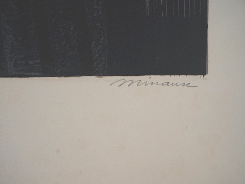 André MINAUX: Female portrait, Original signed lithograph