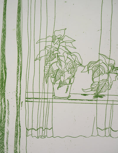 Gudrun VON LEITNER : Bouquet de tulipes à la fenêtre, Gravure originale signée