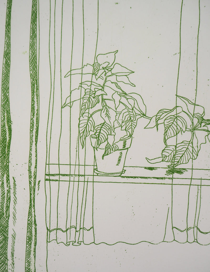Gudrun VON LEITNER : Bouquet de tulipes à la fenêtre, Gravure originale signée