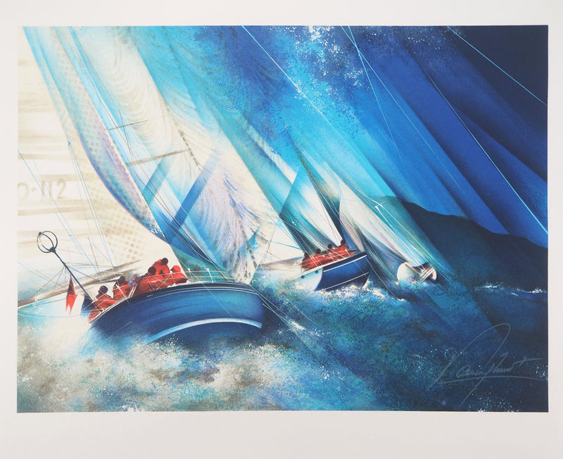 Raymond POULET : Les voiles de mer, Lithographie originale signée