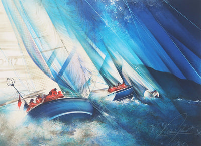 Raymond POULET : Les voiles de mer, Lithographie originale signée