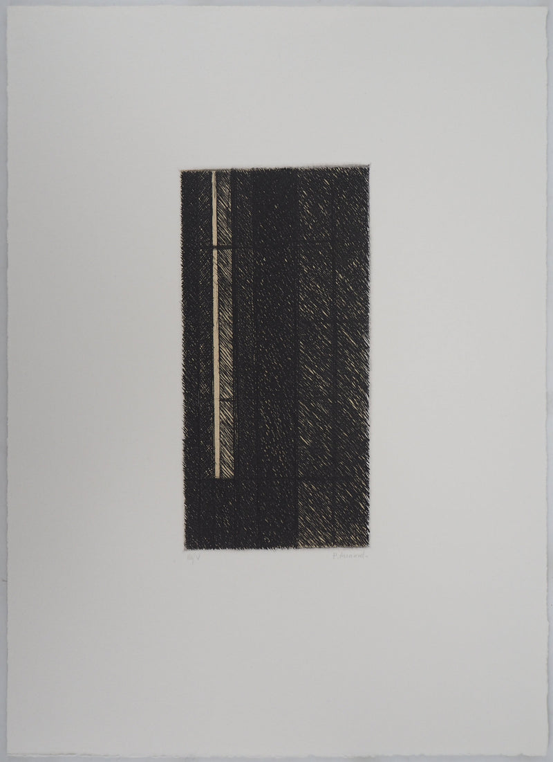 Philippe MINARD : Composition rectiligne, Gravure originale signée