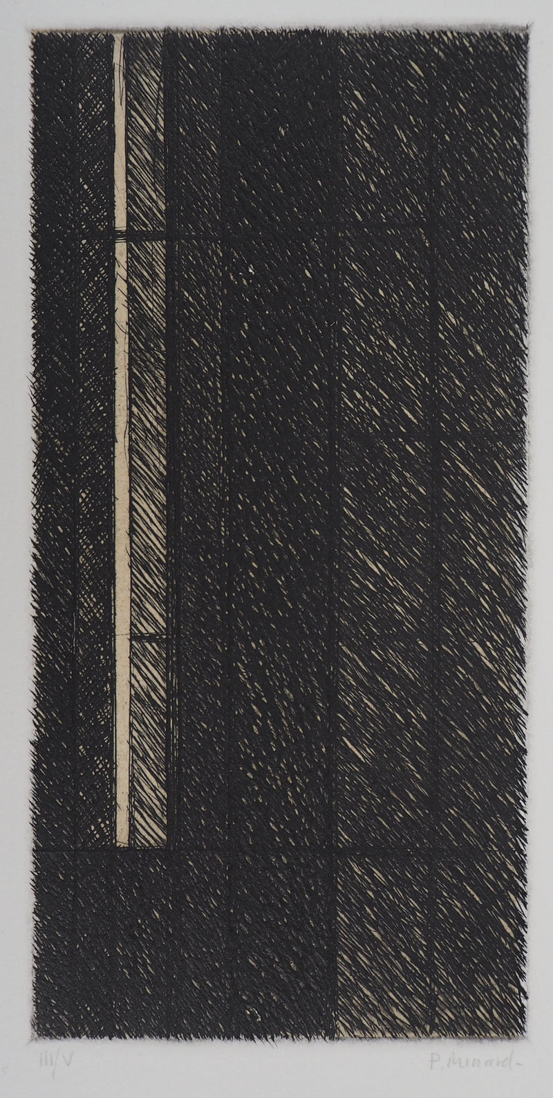 Philippe MINARD : Composition rectiligne, Gravure originale signée