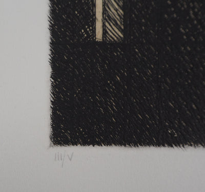 Philippe MINARD : Composition rectiligne, Gravure originale signée