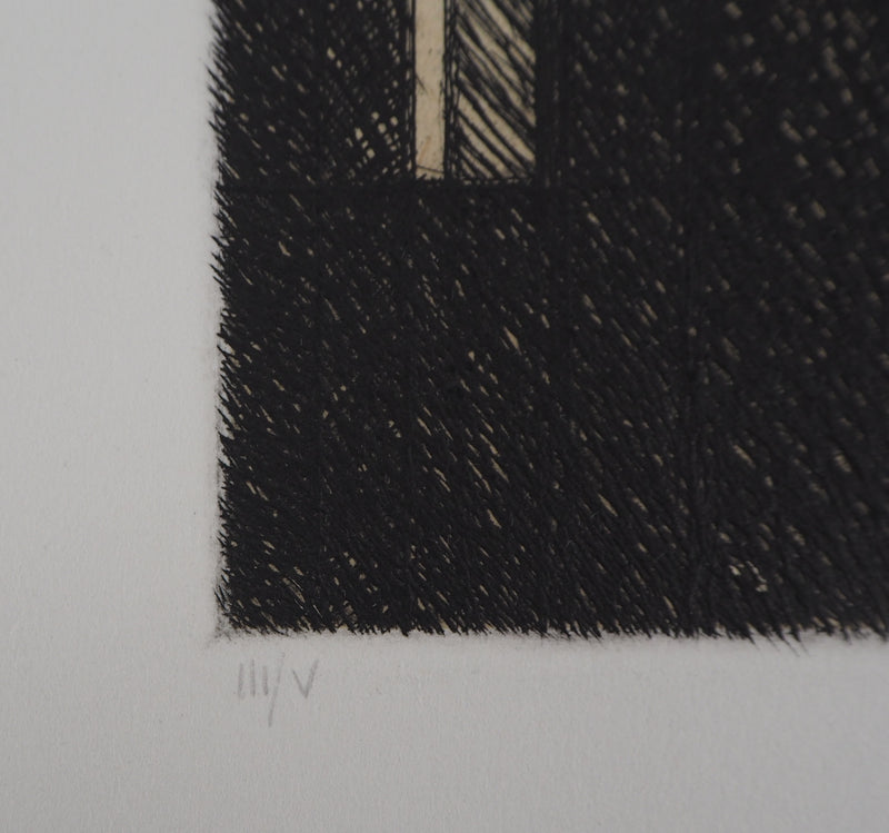 Philippe MINARD : Composition rectiligne, Gravure originale signée