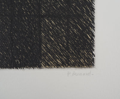 Philippe MINARD : Composition rectiligne, Gravure originale signée