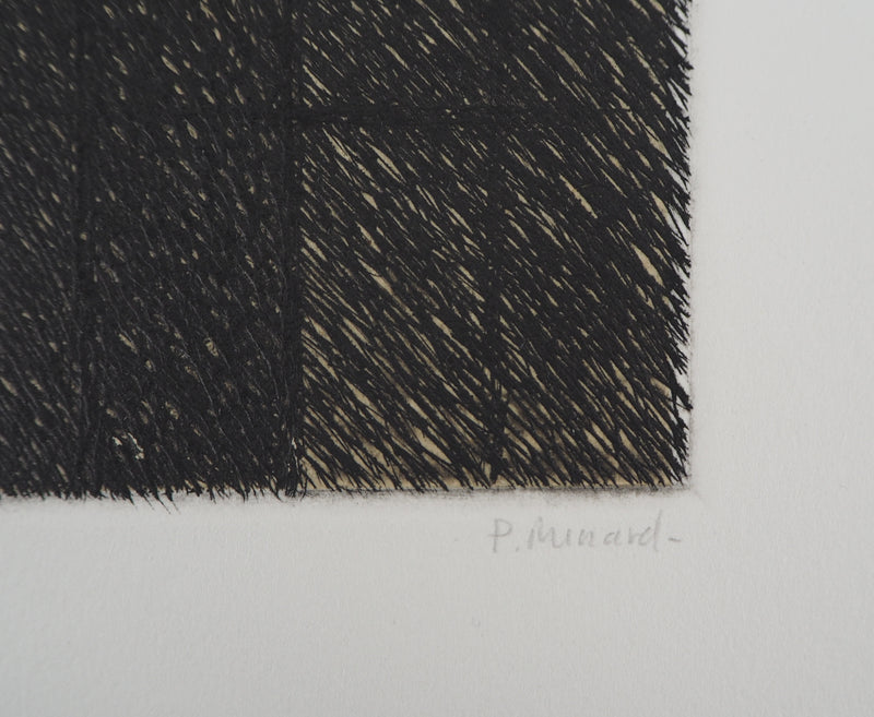 Philippe MINARD : Composition rectiligne, Gravure originale signée