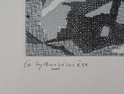 Paulette Humbert: Sommerbild, Original signierter Kupferstich