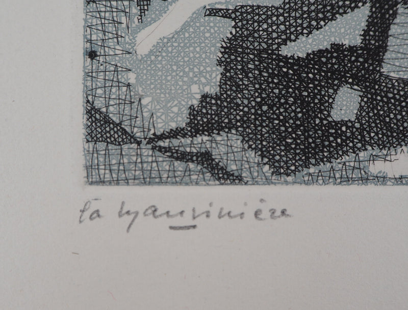 Paulette Humbert: Sommerbild, Original signierter Kupferstich