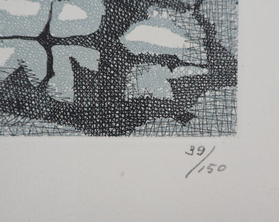 Paulette Humbert: Sommerbild, Original signierter Kupferstich