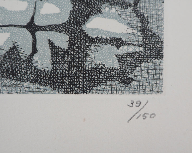 Paulette Humbert: Sommerbild, Original signierter Kupferstich