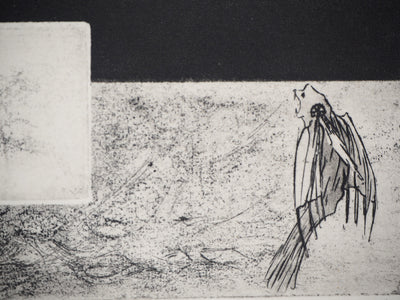 Michel  QUERIOZ : L’arbre et l’oiseau, Gravure originale signée