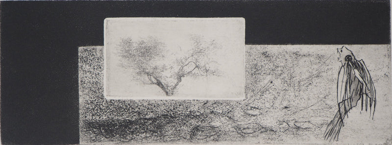 Michel  QUERIOZ : L’arbre et l’oiseau, Gravure originale signée