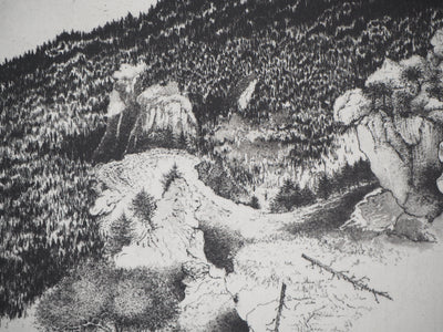 Michel  QUERIOZ : La montagne (Multitude), Gravure originale signée