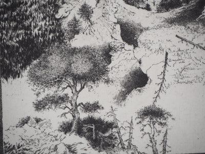 Michel  QUERIOZ : La montagne (Multitude), Gravure originale signée
