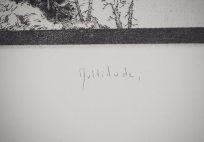 Michel  QUERIOZ : La montagne (Multitude), Gravure originale signée