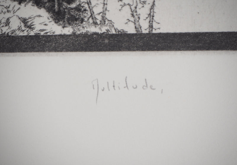 Michel  QUERIOZ : La montagne (Multitude), Gravure originale signée