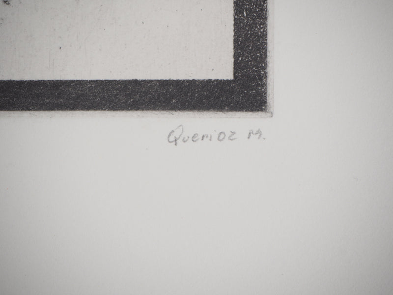 Michel  QUERIOZ : La montagne (Multitude), Gravure originale signée