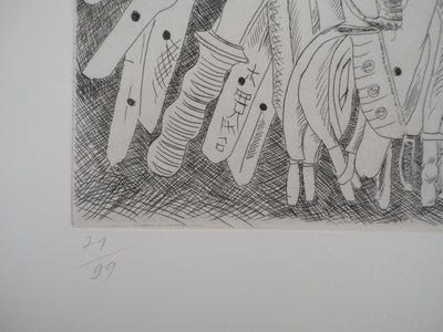 ARMAN : La Paix : Accumulation de sabres, Gravure originale signée