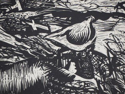 Yves DOARÉ : Un ange passe, Linogravure originale signée