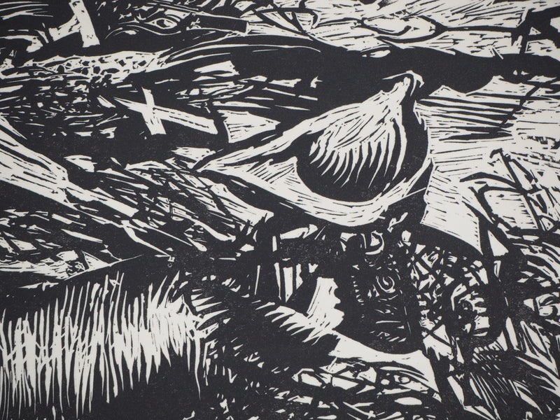 Yves DOARÉ : Un ange passe, Linogravure originale signée