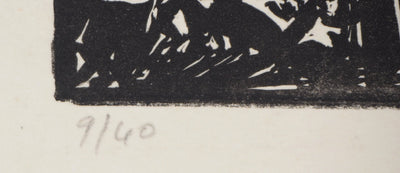 Yves DOARÉ : Un ange passe, Linogravure originale signée